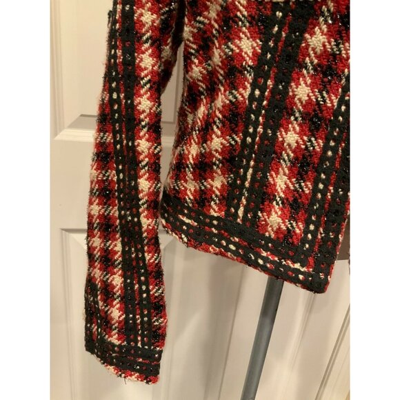 Aryn K Red, Cream & Black Herringbone Boucle Blazer, Size Medium, NWT! - Picture 3 of 10